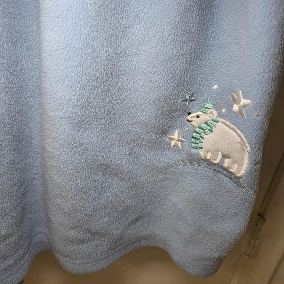 Delicates Plush Fleece Bathrobe Blue Polar Bear Winter Robe XL Y2K Cozycore - Picture 5 of 11